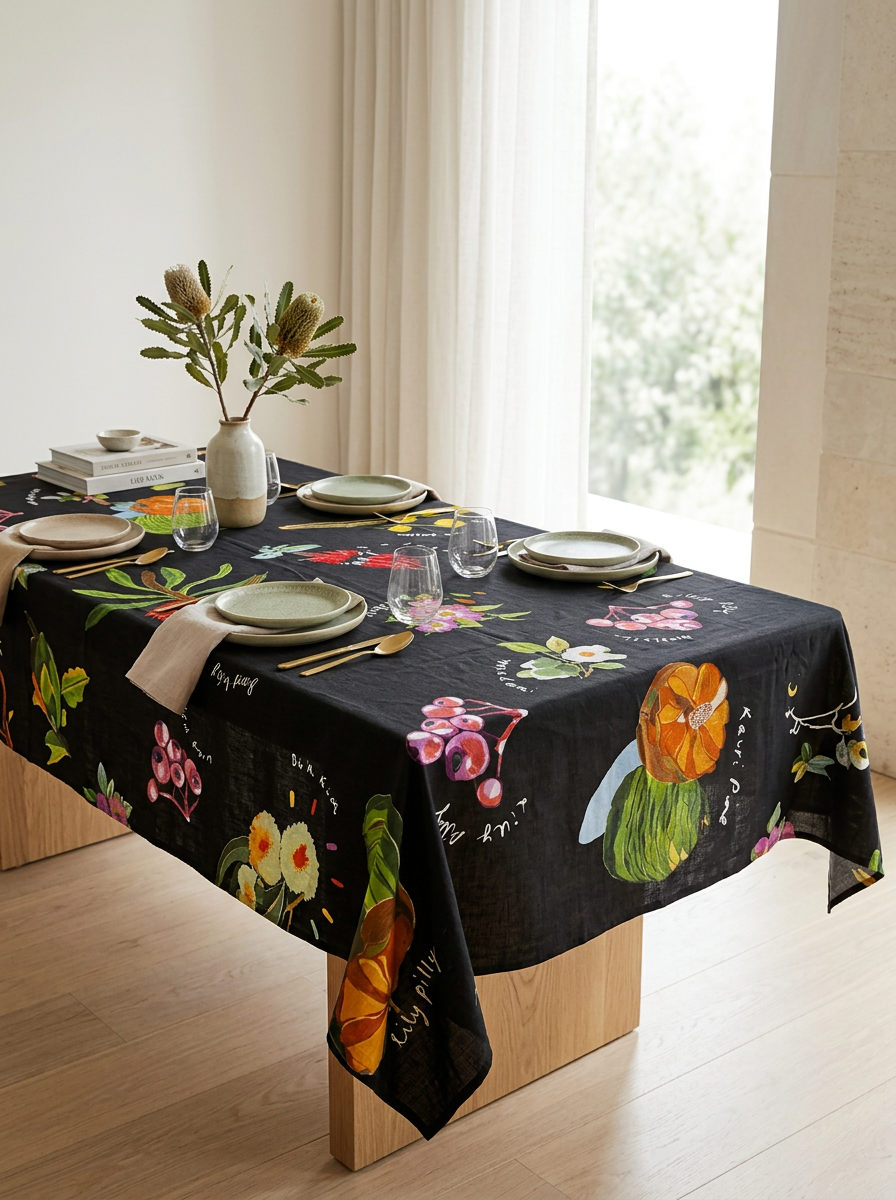 Australian Dark Flora -Tablecloth